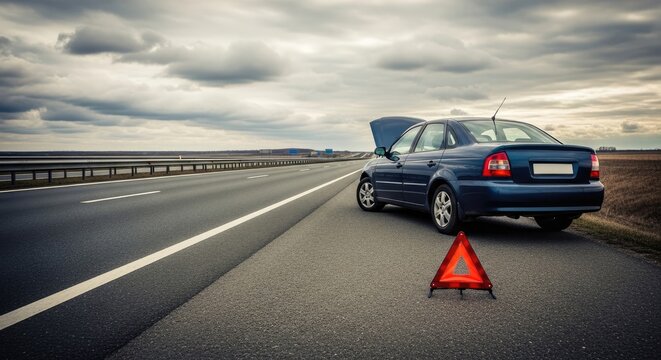 Broken Down Car on the Side of the Road.