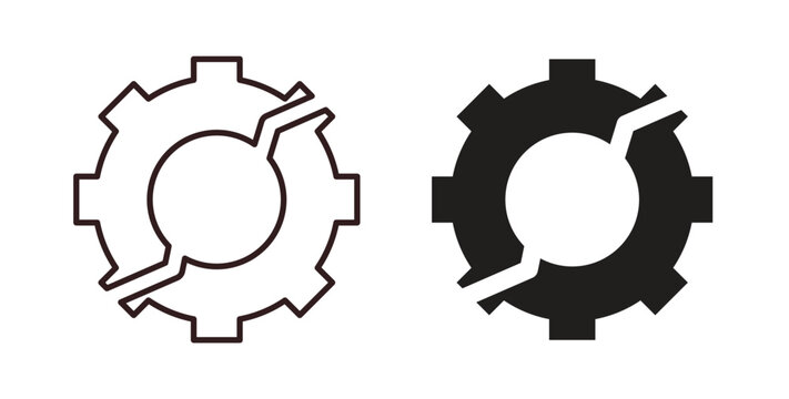Broken gear icon vector Illustration logo template pack