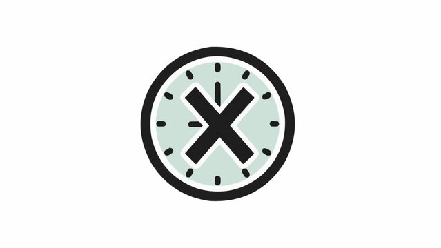 Clock with Cross Mark on Face.