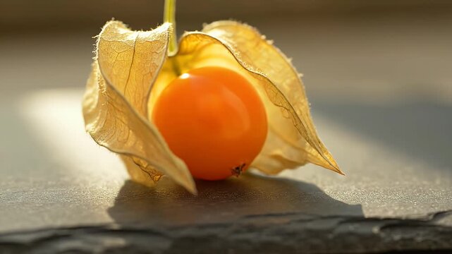 Cape Gooseberry Physalis Fruit Closeup on Dark Stone Surface