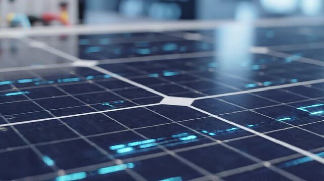 Digital data transfer interface connecting a compact silver electronic device into a solar panel system for renewable energy technology innovation and smart grid integration concepts