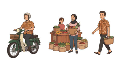 set of Indonesia Local flavor character