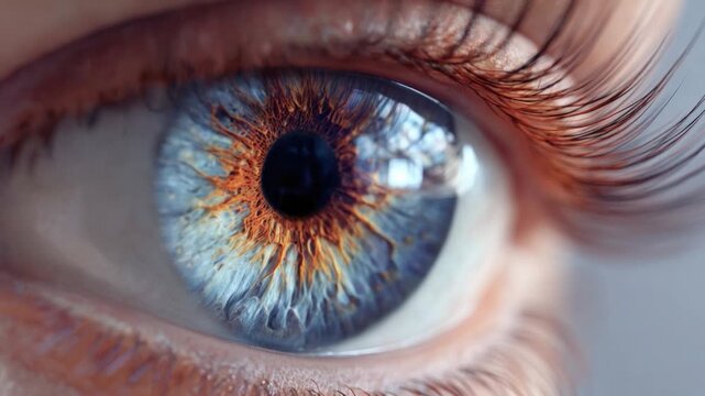 Intense gaze: Close-up of a captivating eye, a portal of introspection, where the depths of the iris and intricate details of lashes create a beautiful and unique pattern.