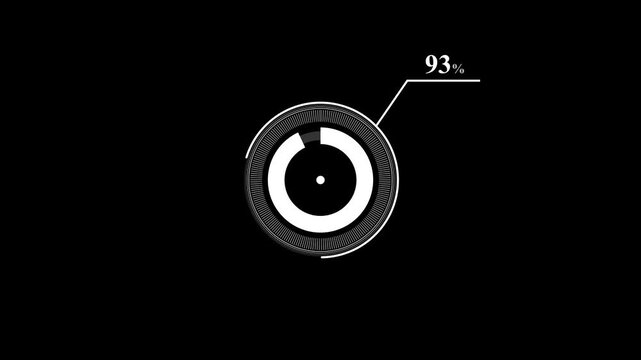 loading icon animation 93% circle. 93 percent circle round do nut chart infographic .Infographic Element with Alpha Channel. Motion graphics of percent HUD concept