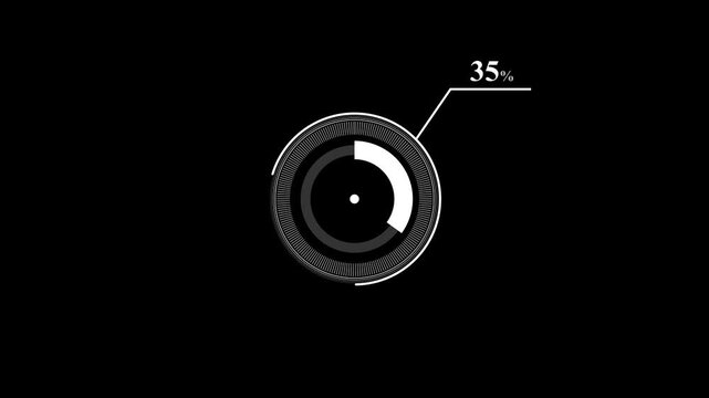 loading icon animation 35% circle. 35 percent circle round do nut chart infographic .Infographic Element with Alpha Channel. Motion graphics of percent HUD concept