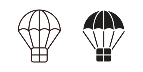 Naklejka premium Parachute icon vector Illustration logo template pack
