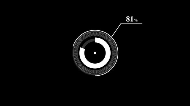 loading icon animation 81% circle. 81 percent circle round do nut chart infographic .Infographic Element with Alpha Channel. Motion graphics of percent HUD concept
