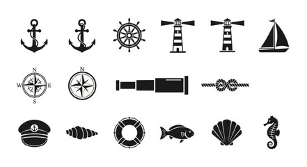Nautical Icons Collection Vector Illustration. © emo