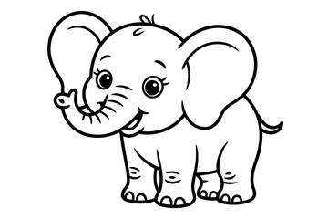 Obraz premium A cute cartoon elephant with big ears and a happy face