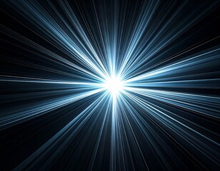Futuristic Blue Light Beams Emanating From a Central Point in Darkness