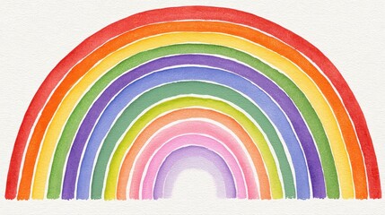 Obraz premium Watercolor Rainbow Arch with Vibrant Spectrum on White Textured Background a Symbol of Hope and Diversity for Childrens Education and Celebrations