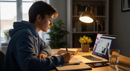 Man working from home on laptop.