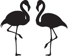 Naklejka premium Flamingo Silhouettes: Elegant Tropical Birds in Profile, Iconic Representation