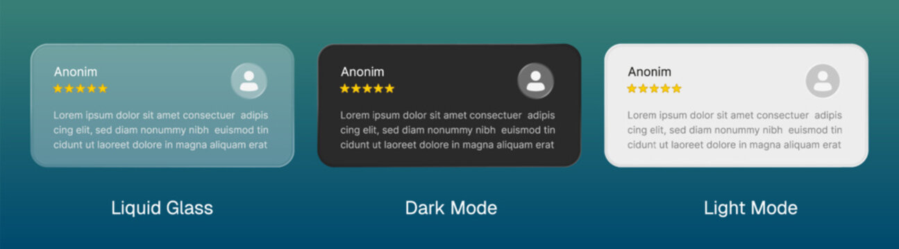 Product Review Ratings Card UI Design with liquid glass style