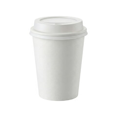 白い紙製テイクアウトコーヒーカップと白いプラスチック蓋のプロダクト写真 Isolated on white background