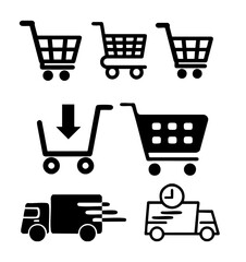 Shopping Basket Delivery icon Collection 쇼핑 장바구니 택배 배송 아이콘 모음 © vksek