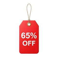 3D Red Price Tag 65 Percent Off Discount Sale Graphic