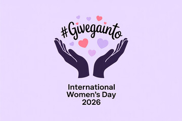 Symbolic hands supporting a hashtag with hearts for International Womens Day 2026