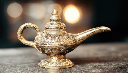 Ornate Golden Aladdin Lamp.
