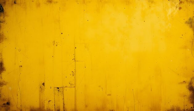 Grungy yellow background with distressed texture, scratches, and worn vintage effect