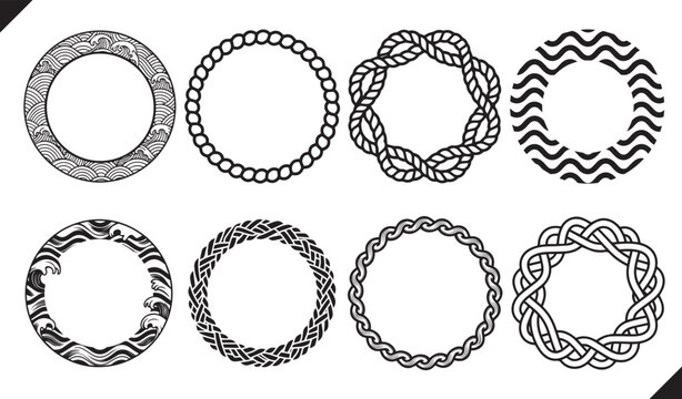 Celtic circle frames. Vintage round border frames with celtic knots, Circular magical patterns vector set