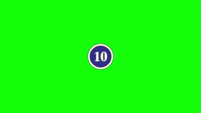 Countdown from 1 to 10 on green, white and black background, 3 in 1 animation