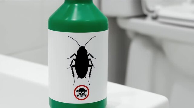 Effective Cockroach Insecticide Spray in a Modern Bathroom.