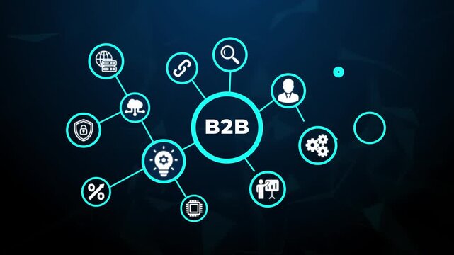 B2B Business to Business Marketing Concept for Corporate Technology and Digital Internet Network with Professional Trade Strategy System