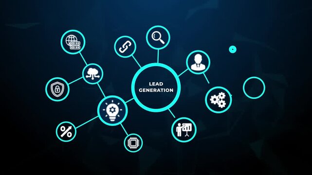 Lead Generation and Sales Prospecting Concept for Business Marketing Technology and Digital Internet Network Customer Attraction System