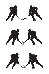 Naklejka premium hockey game sport pose silhouettes