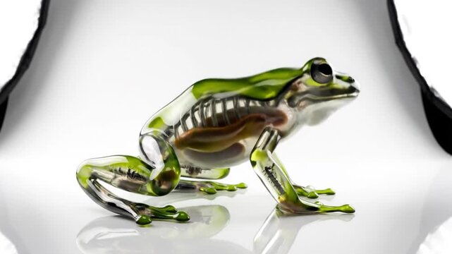 Crystal Glass Tree Frog Sculpture Detailed Studio Shot