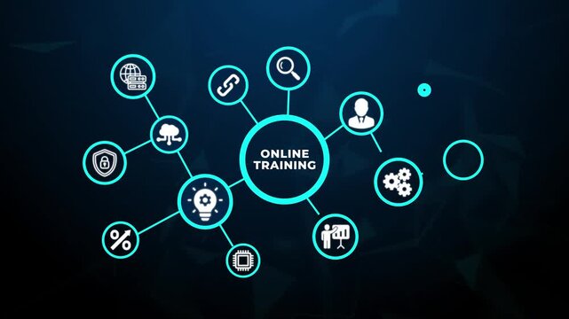 Online Training and E-learning Education Concept for Professional Skill Development with Digital Business Technology and Internet