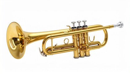 Obraz premium Golden Brass Trumpet on White Background