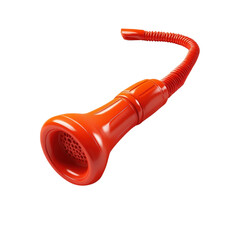 Red vintage telephone handset with coiled cord isolated on Transparent Background