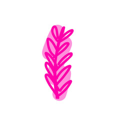 Hand Drawn Pink Decorative Leaf Illustration with Cute Cartoon Style for Creative, Floral, and Modern Graphic Design