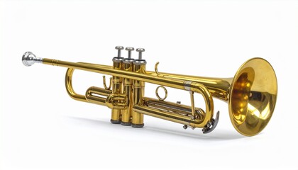 Obraz premium Golden Brass Trumpet on White Background