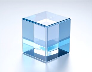 Fototapeta premium Translucent Blue Cube - A Study in Light and Form.