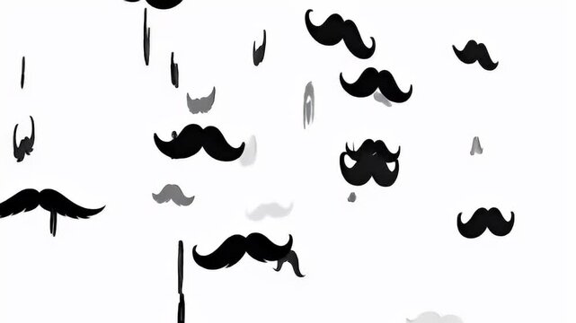 Collection of various black mustache and beard shapes on a white background.