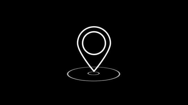gps location animated icon on black background. Neon location pin animation. Location 4k animation. GPS icon animation. 4k animation 