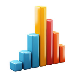 3D multicolor bar chart infographic illustration isolated on Transparent Background