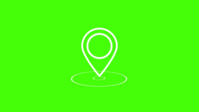 gps location animated icon on black background. Neon location pin animation. Location 4k animation. GPS icon animation. 4k animation 