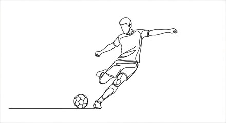 Fototapeta premium Soccer player kicking ball with one leg extended soccer football cup background download 2026 2027 running