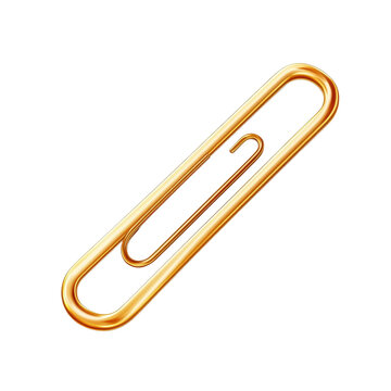 Gold paper clip icon isolated on Transparent Background