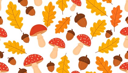 Obraz premium Colorful autumn elements scattered on a white background creating a lively pattern