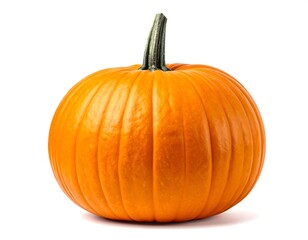 Obraz premium Close-up of a plump, orange pumpkin isolated against a white background