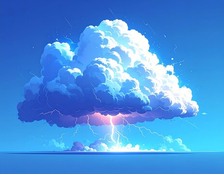 Cartoon-style illustration of a large cloud with lightning bolts