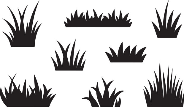 Black vector grass silhouette on white background