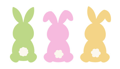 Fototapeta premium Cute cartoon rabbit back and tail icons vector clipart set. Simple Adorable bunny back view flat illustration collection.