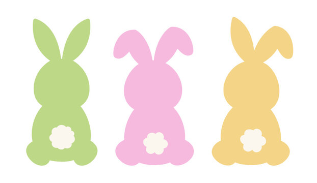 Cute cartoon rabbit back and tail icons vector clipart set.
Simple Adorable bunny back view flat illustration collection.