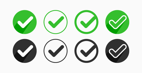 pack of green black quality checkmark sign in bullet point style © starlineart
